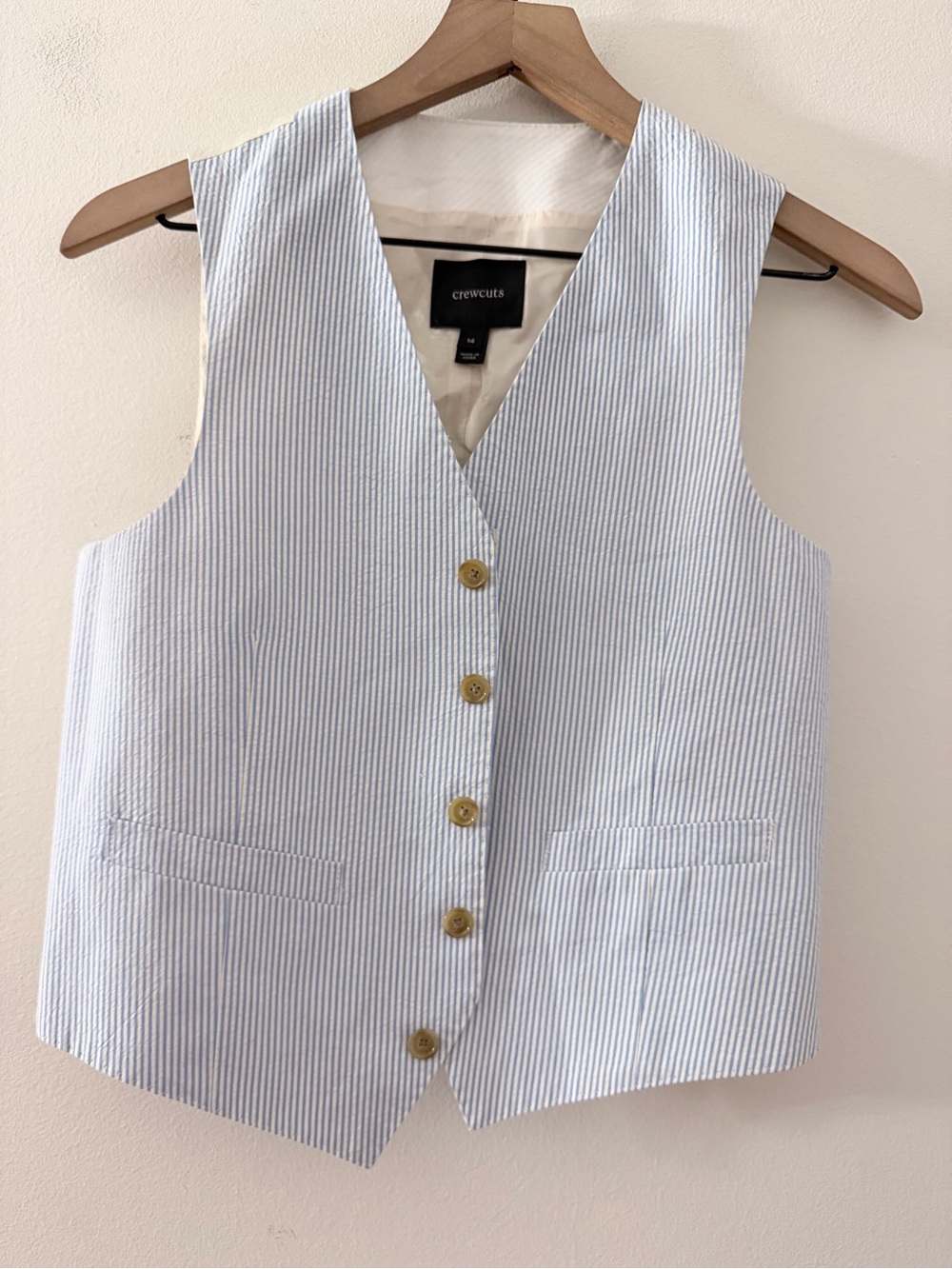 Crewcuts boys blue stripe vest formal 14